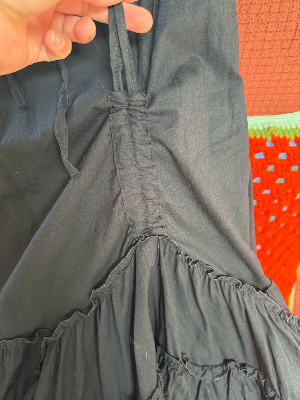 Women's Black Ruffled Maxi Dress - Lightweight Summer Slip Dress - Picture 2 of 7